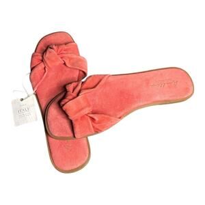 Avellini Coral Suede Slip On Sandals With Bow Detail Size 9.5